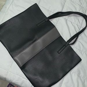 Black faux leather tote